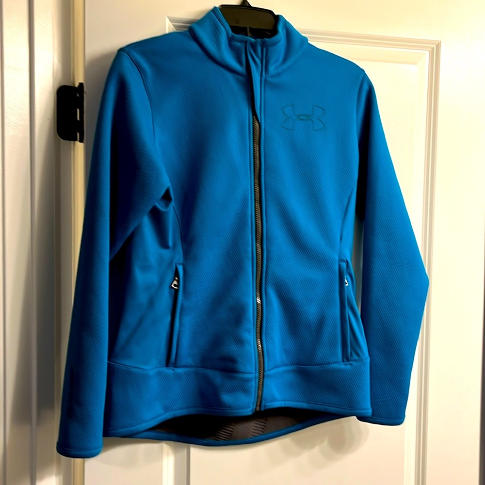 UA WOMENS ZIP UP JACKET SEMI FITTED SMALL TURQUOISE